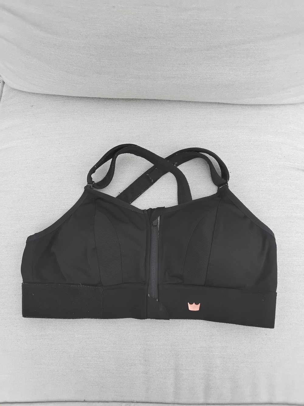 SHEFIT Black High-Impact Front-Zip Sports Bra.